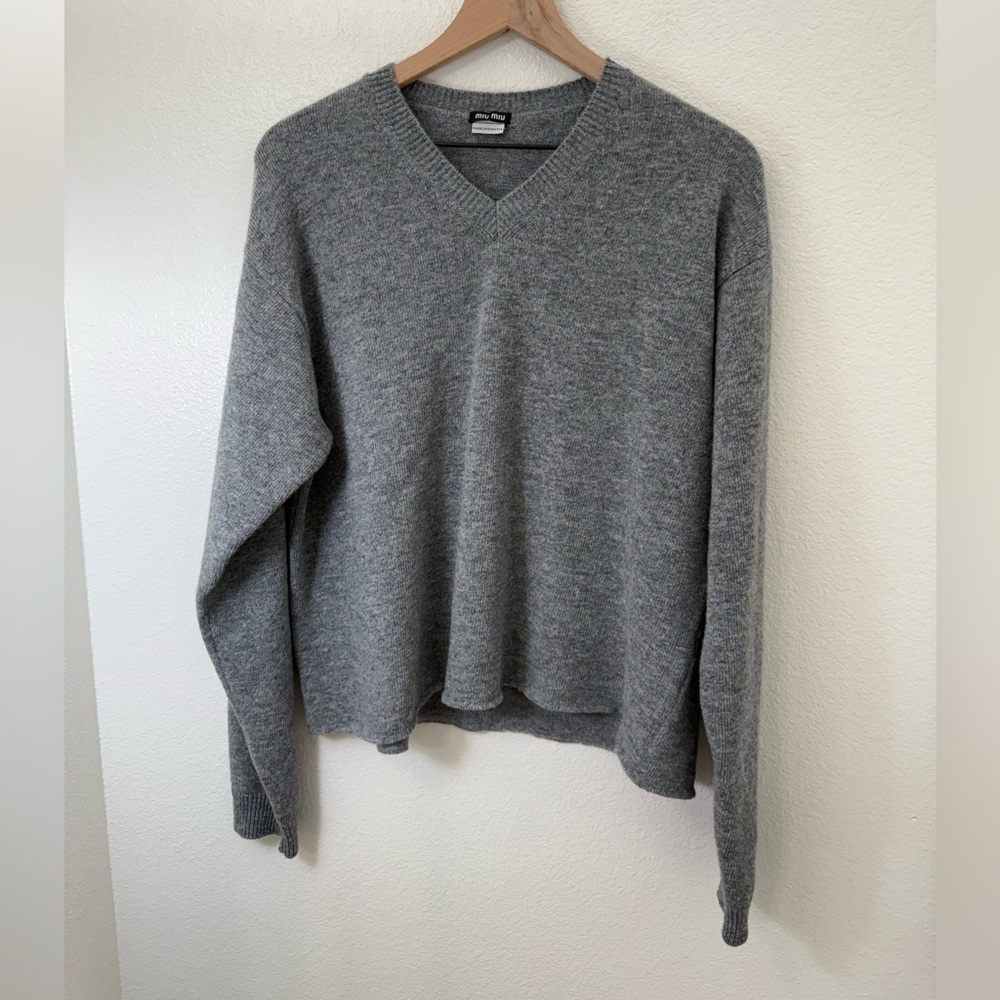 Miu Miu Women’s 100% Virgin Wool V-Neck Sweater Size 46 (XL)